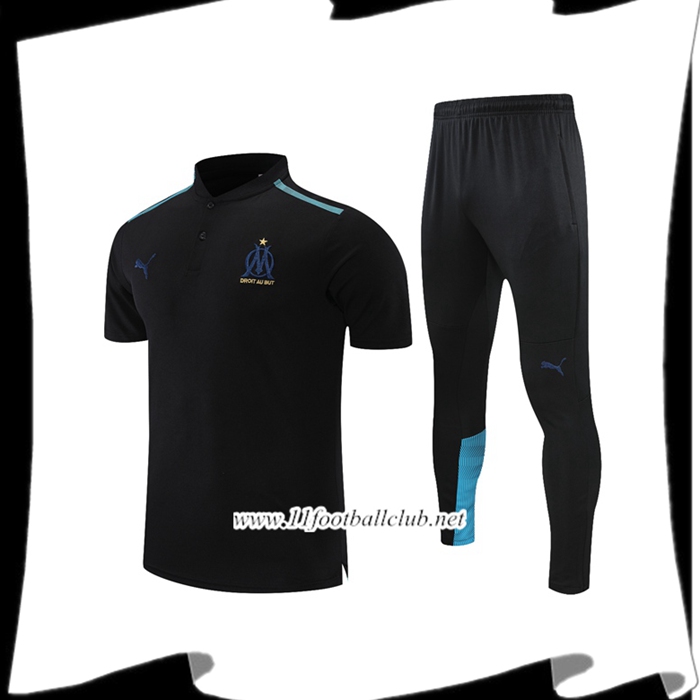 Ensemble Polo Marseille OM + Pantalon Noir/Bleu 2021/2022