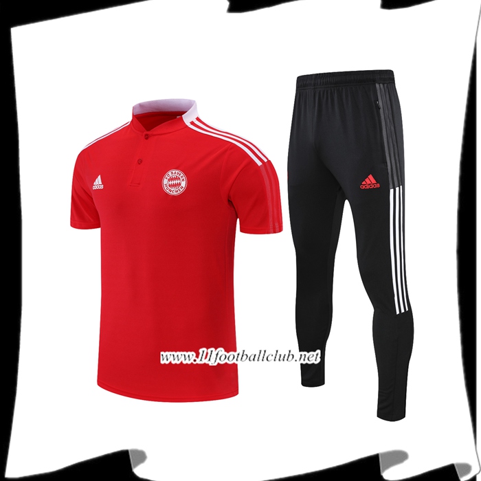 Ensemble Polo Bayern Munich + Pantalon Blanc/Rouge 2021/2022