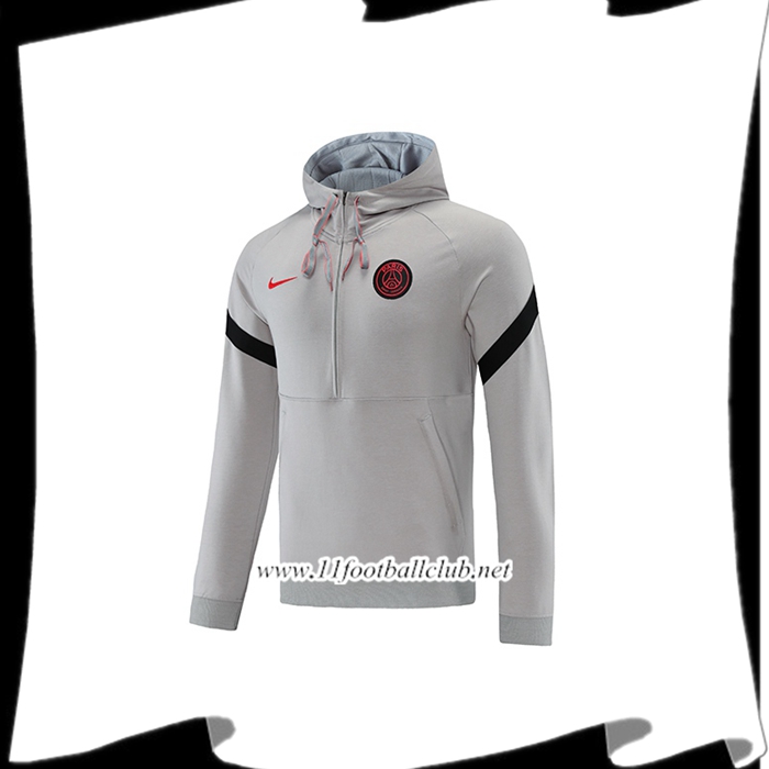Sweatshirt Training Capuche Jordan PSG Noir/Gris 2021/2022