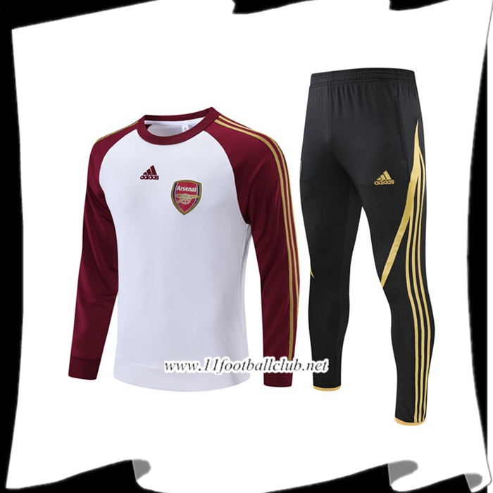 Ensemble Survetement de Foot FC Arsenal Blanc/Rouge 2021/2022