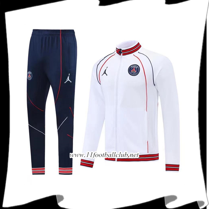 Ensemble Veste Survetement de Foot Jordan PSG Blanc 2022/2023