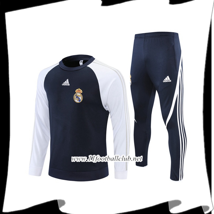 Ensemble Survetement de Foot Real Madrid Enfant Bleu Marin/Blanc 2021/2022