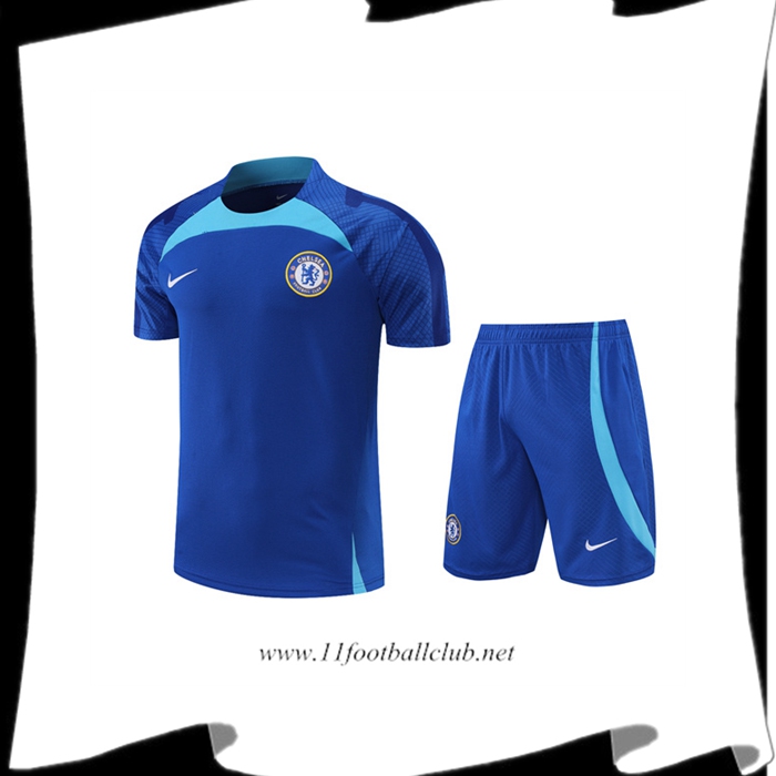 Le Nouveaux Ensemble Training T-Shirts FC Chelsea + Shorts Bleu 2022/2023
