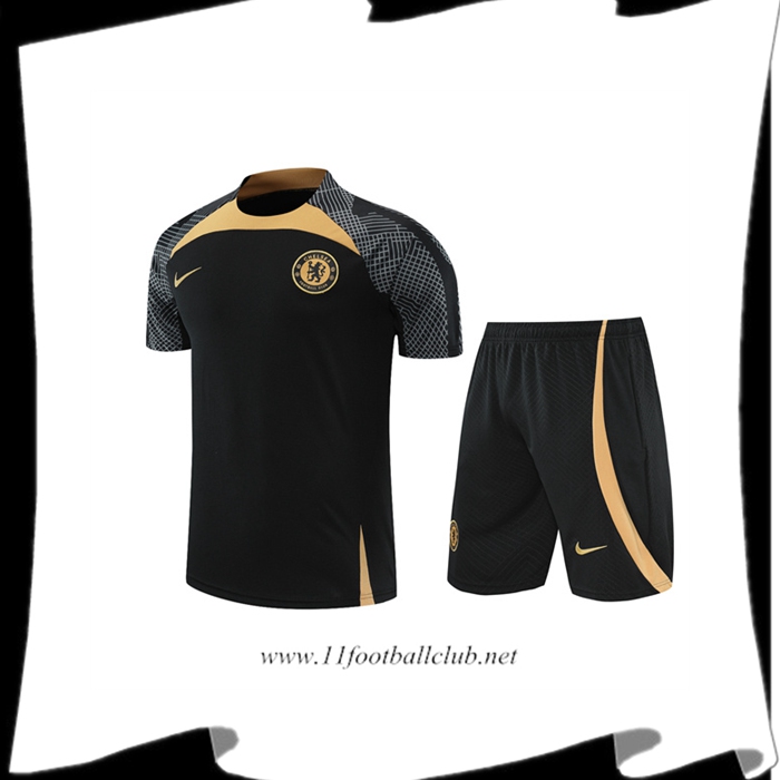 Le Nouveaux Ensemble Training T-Shirts FC Chelsea + Shorts Noir 2022/2023