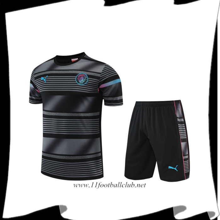 Le Nouveaux Ensemble Training T-Shirts Manchester City + Shorts Noir 2022/2023