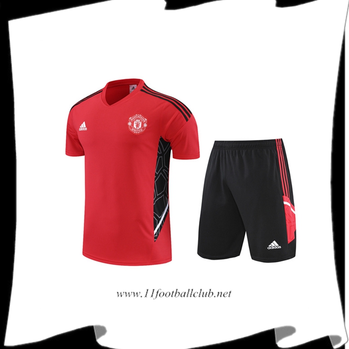 Le Nouveau Ensemble Training T-Shirts Manchester United + Shorts Rouge 2022/2023