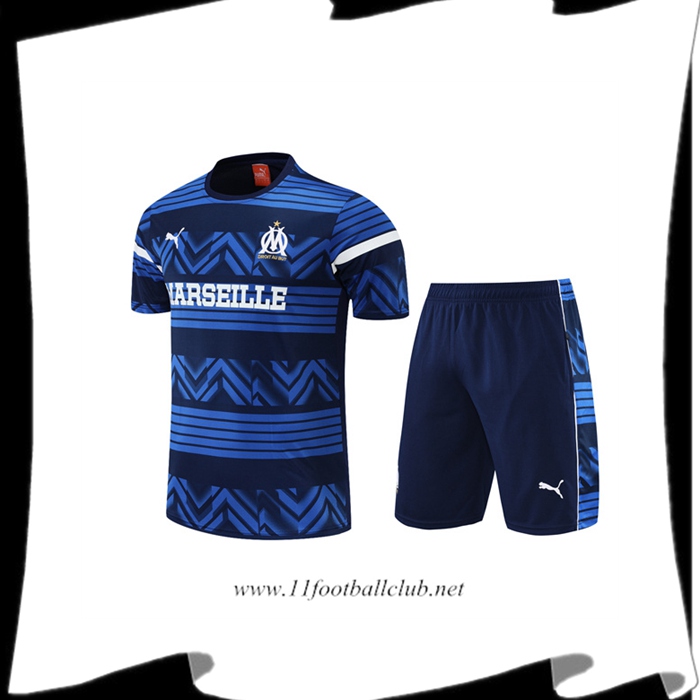Le Nouveaux Ensemble Training T-Shirts Marseille + Shorts Bleu 2022/2023