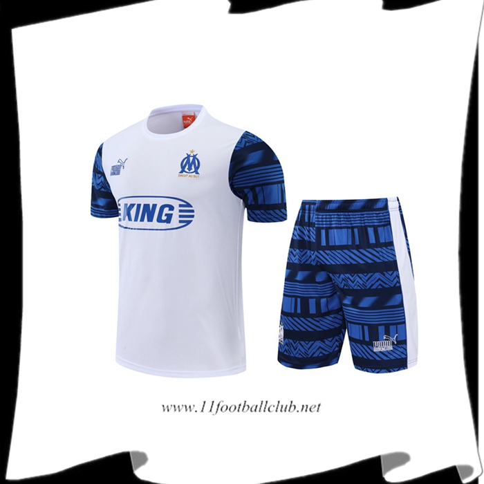 Le Nouveau Ensemble Training T-Shirts Marseille + Shorts Blanc 2022/2023