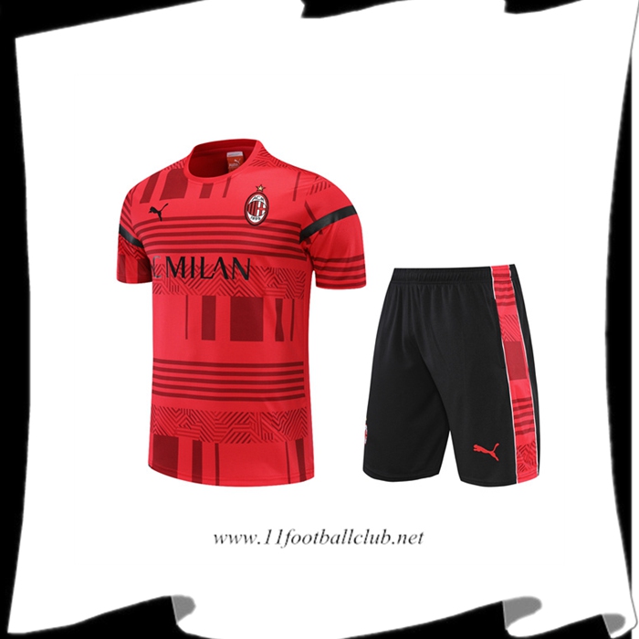 Le Nouveaux Ensemble Training T-Shirts Milan AC + Shorts Rouge 2022/2023