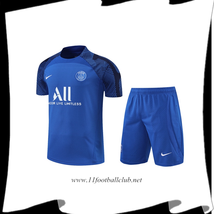 Le Nouveaux Ensemble Training T-Shirts PSG + Shorts Bleu 2022/2023
