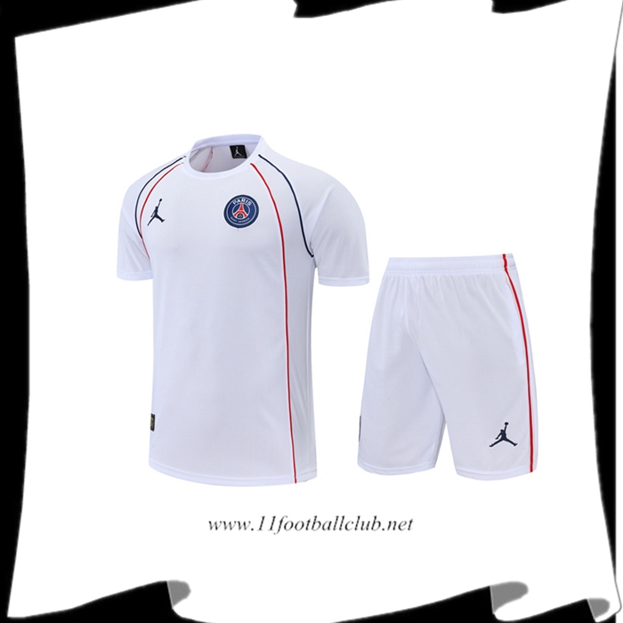 Le Nouveau Ensemble Training T-Shirts Jordan PSG + Shorts Blanc 2022/2023