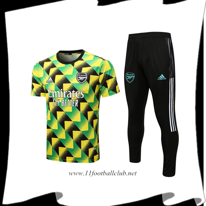 Le Nouveau Ensemble Training T-Shirts Arsenal + Pantalon Vert/Jaune 2022/2023