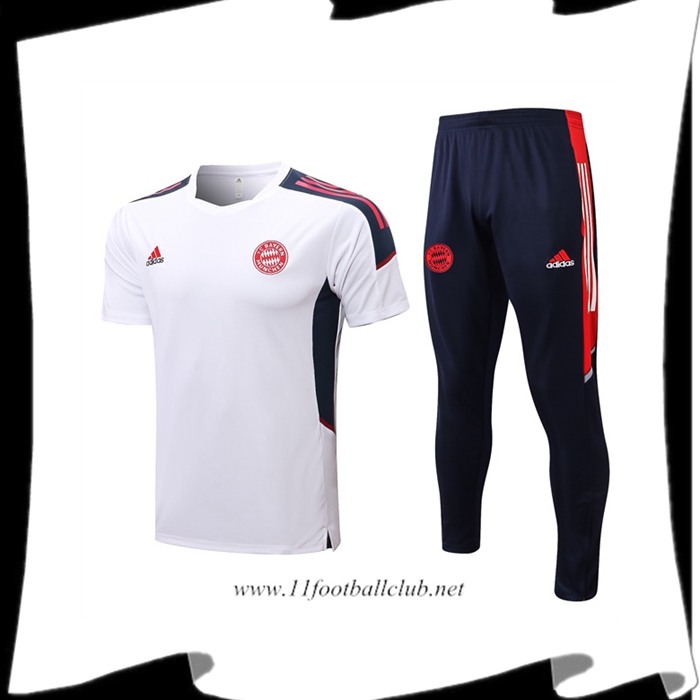 Le Nouveaux Ensemble Training T-Shirts Bayern Munich + Pantalon Blanc 2022/2023