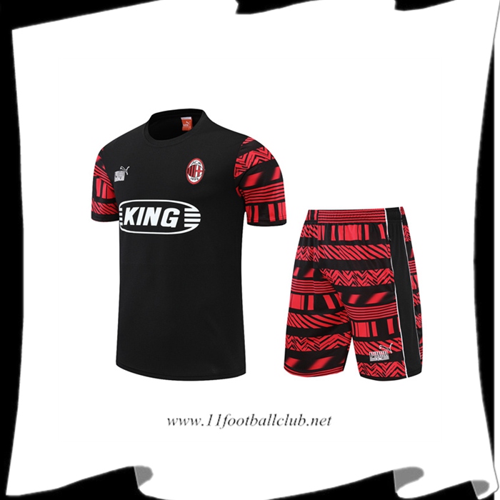 Le Nouveaux Ensemble Training T-Shirts Milan AC + Shorts Noir 2022/2023