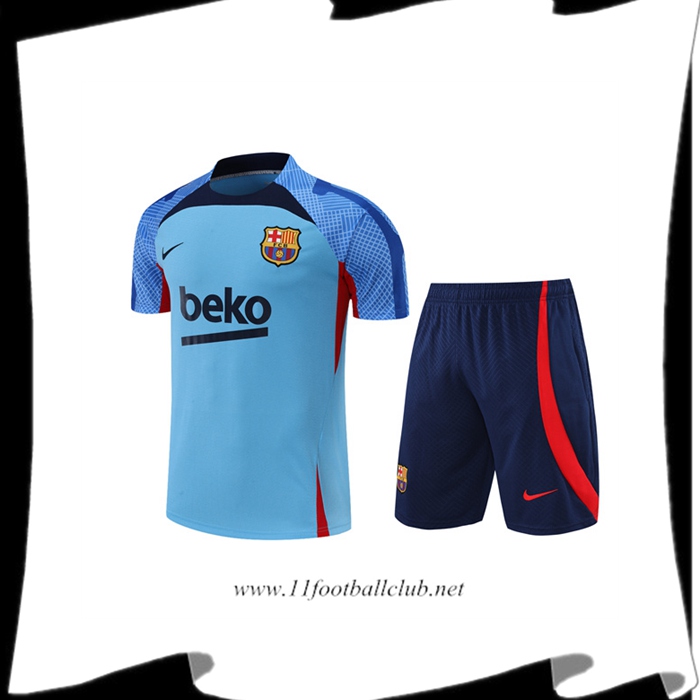 Le Nouveaux Ensemble Training T-Shirts FC Barcelone + Shorts Bleu 2022/2023