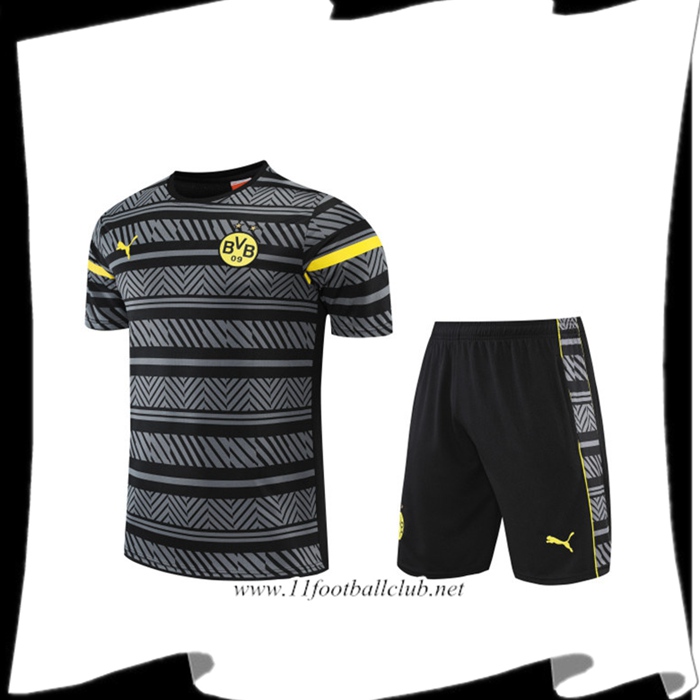 Le Nouveaux Ensemble Training T-Shirts Dortmund BVB + Shorts Gris 2022/2023