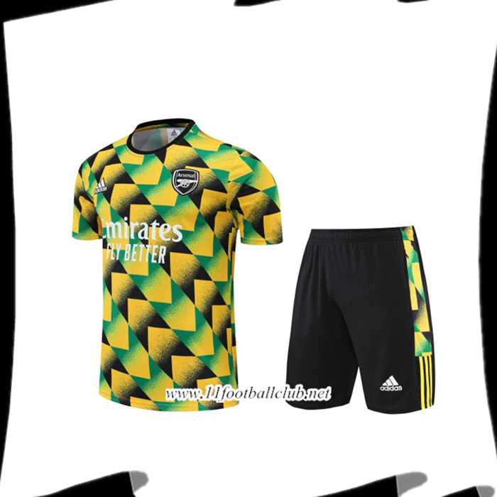 Le Nouveau Ensemble Training T-Shirts + Shorts Arsenal Jaune 2022/2023