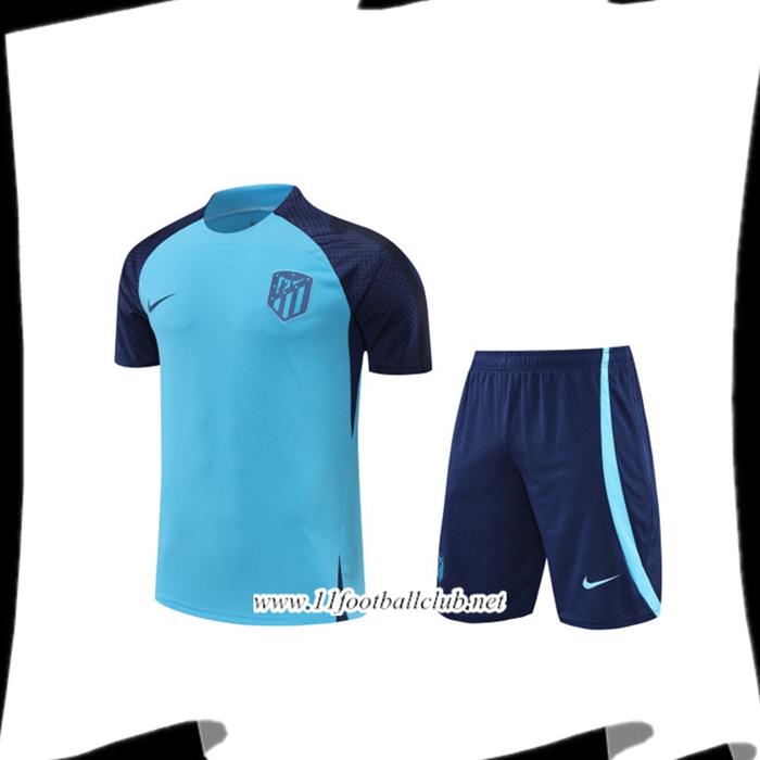 Le Nouveaux Ensemble Training T-Shirts + Shorts Atletico Madrid Bleu 2022/2023