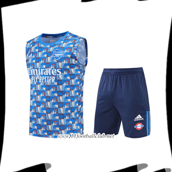 Le Nouveaux Training Sans Manches + Short Arsenal Bleu/Blanc 2022/2023