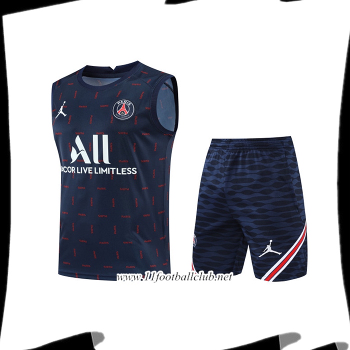 Le Nouveaux Training Sans Manches + Short Jordan PSG Bleu Marin 2022/2023