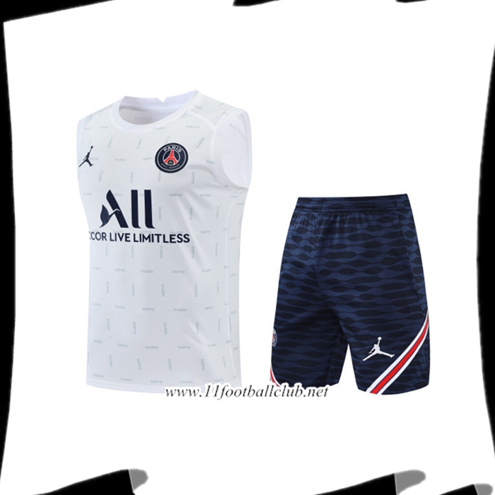 Le Nouveau Training Sans Manches + Short Jordan PSG Blanc 2022/2023