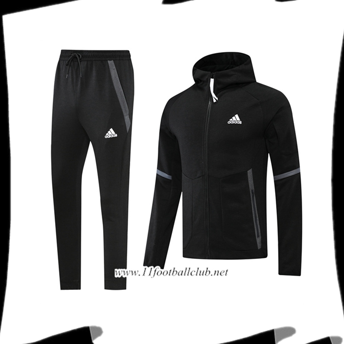 Le Nouveaux Ensemble Veste A Capuche Survetement Foot Adidas Noir 2022/2023
