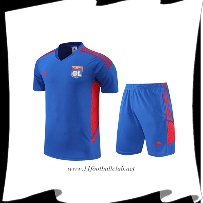 Ensemble Training T-Shirts Lyon + Shorts Bleu 2022/2023