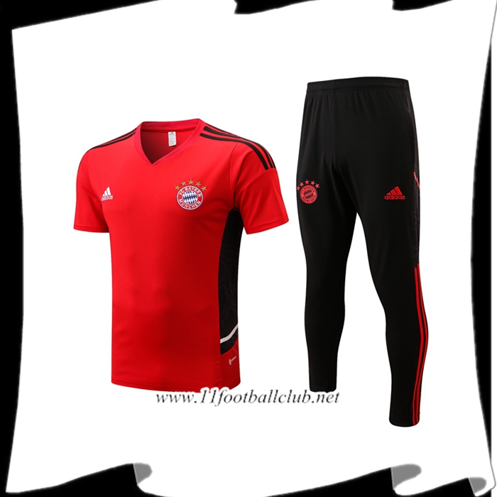 Ensemble Training T-Shirts Bayern Munich + Pantalon Rouge 2022/2023