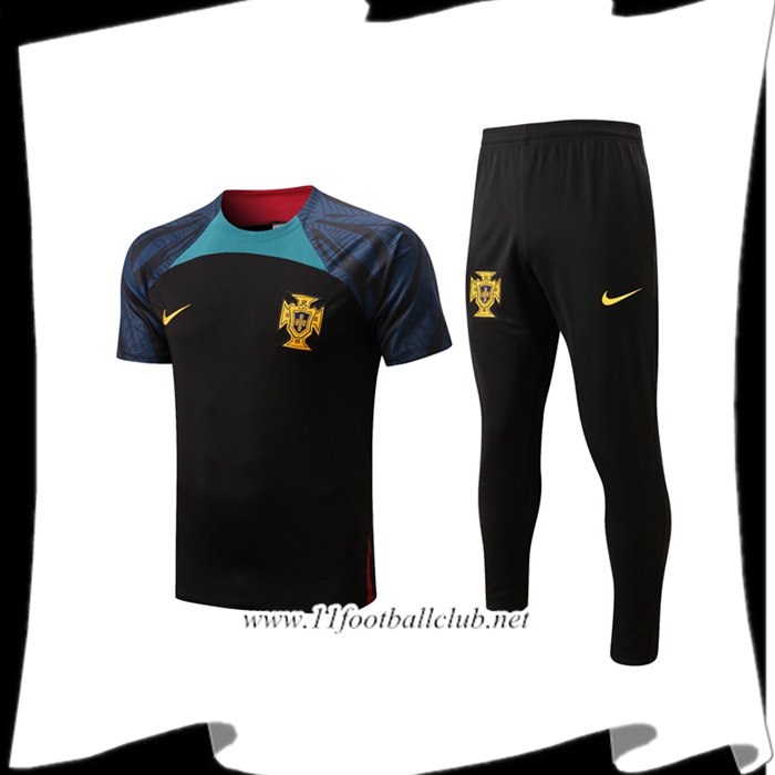 Ensemble Training T-Shirts Portugal + Pantalon Noir 2022/2023