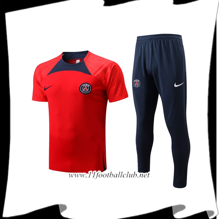 Ensemble Training T-Shirts PSG + Pantalon Rouge 2022/2023