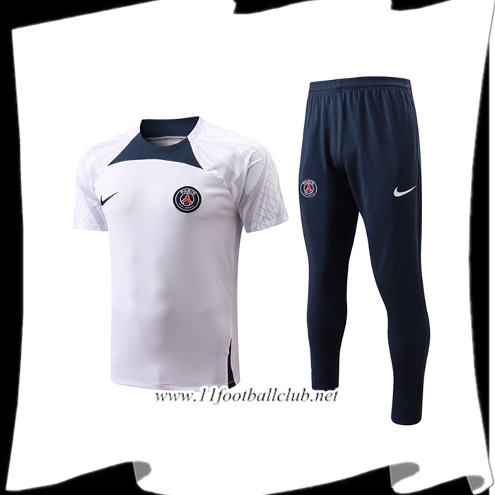 Ensemble Training T-Shirts PSG + Pantalon PSG Blanc 2022/2023