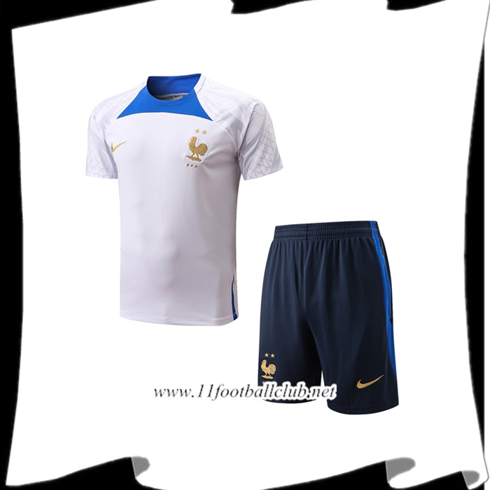 Ensemble Training T-Shirts France + Shorts Blanc 2022/2023