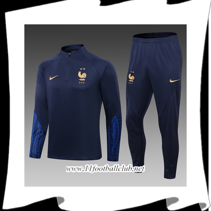 Ensemble Survetement de Foot France Enfant Bleu Marin 2022/2023