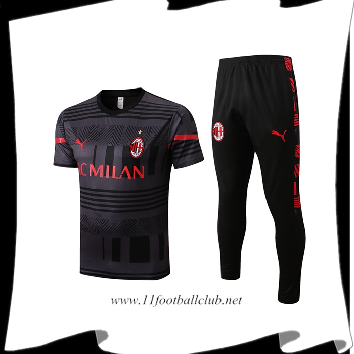 Ensemble Training T-Shirts + Pantalon Milan AC Noir 2022/2023