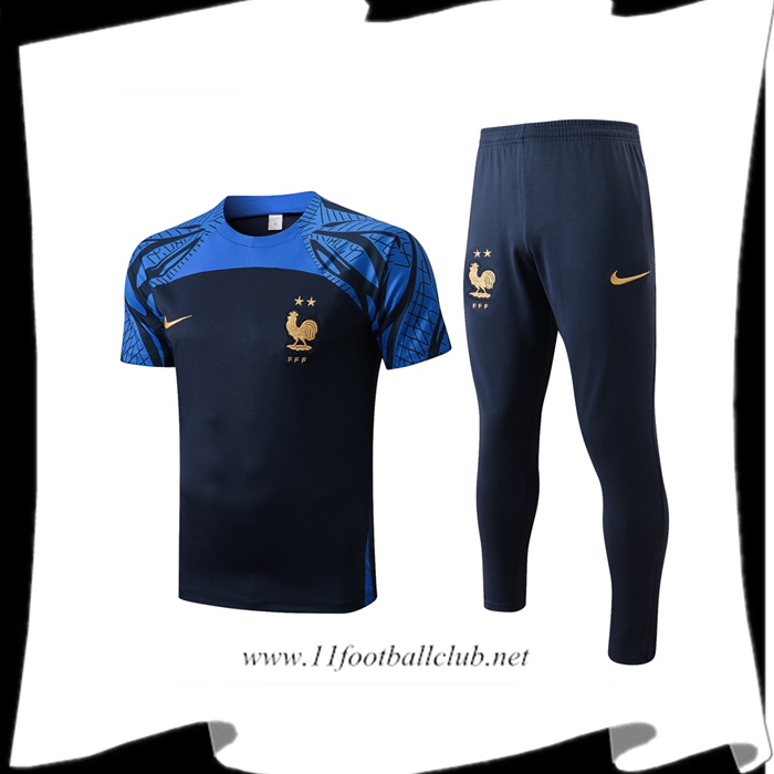 Ensemble Training T-Shirts + Pantalon France Bleu Marin 2022/2023