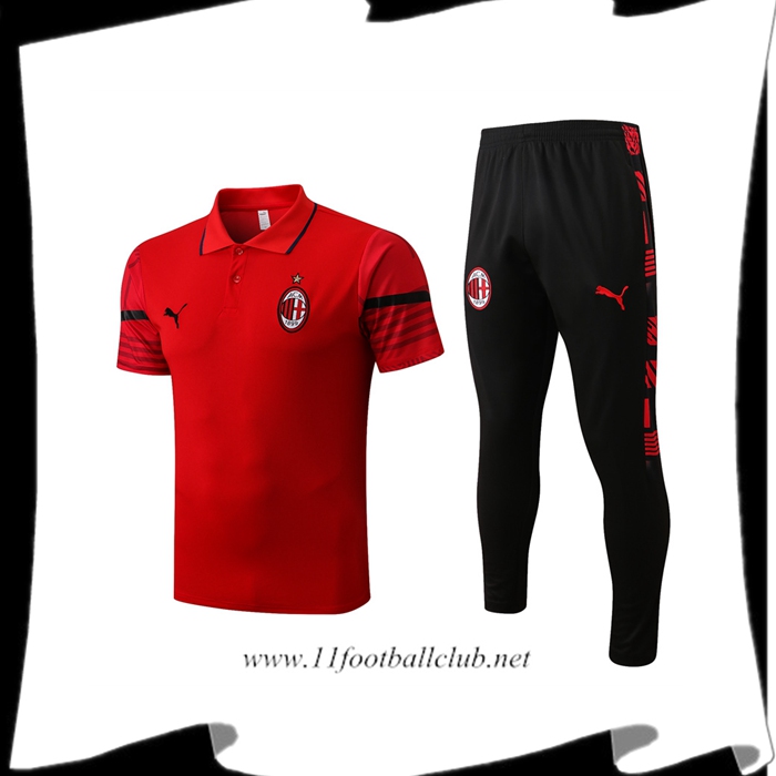 Ensemble Polo Foot Milan AC Rouge 2022/2023