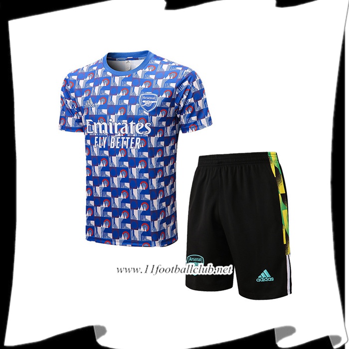 Ensemble Training T-Shirts + Shorts Arsenal Bleu/Blanc 2022/2023