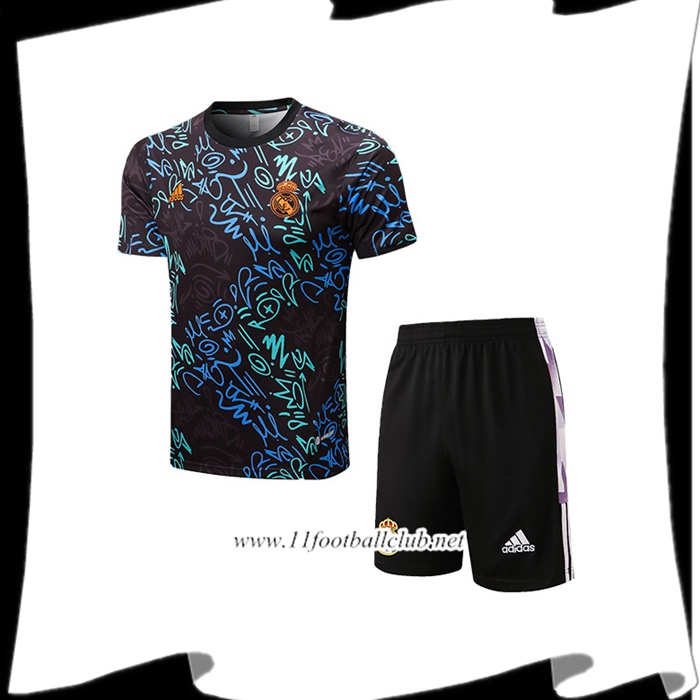 Ensemble Training T-Shirts + Shorts Real Madrid Noir/Bleu 2022/2023