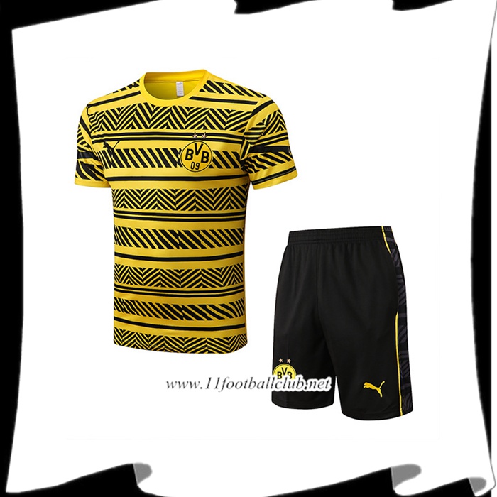 Ensemble Training T-Shirts + Shorts Dortmund Jaune/Noir 2022/2023