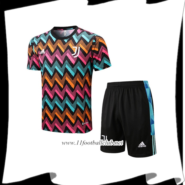 Ensemble Training T-Shirts + Shorts Juventus Clair/Orange/Rose 2022/2023