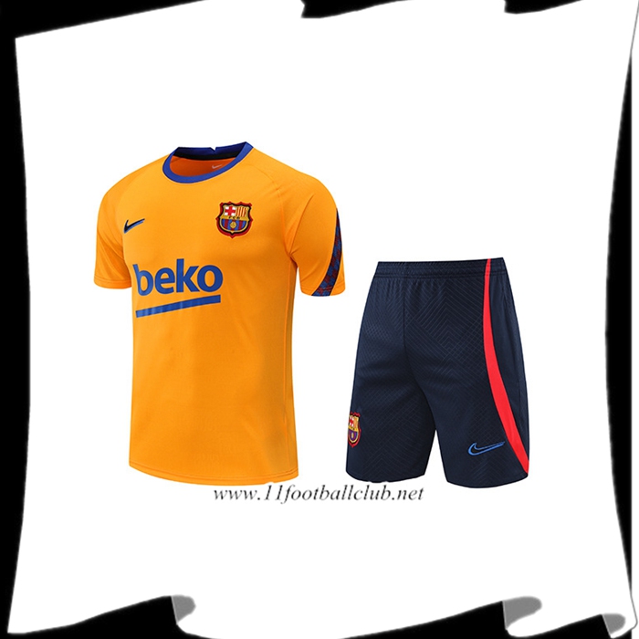 Ensemble Training T-Shirts + Shorts FC Barcelone Jaune 2022/2023