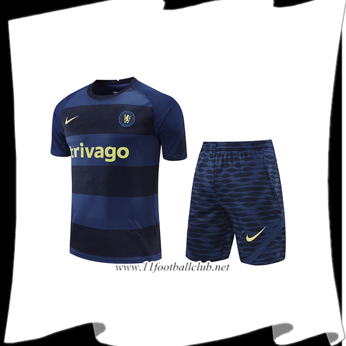 Ensemble Training T-Shirts + Shorts FC Chelsea Noir/Bleu 2022/2023