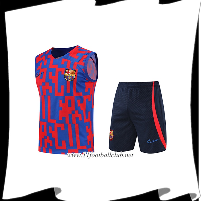 Ensemble Training Debardeur + Shorts FC Barcelone Rouge/Bleu 2022/2023