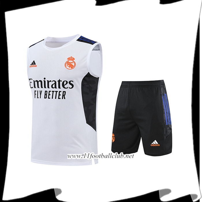 Ensemble Training Debardeur + Shorts Real Madrid Blanc/Noir 2022/2023