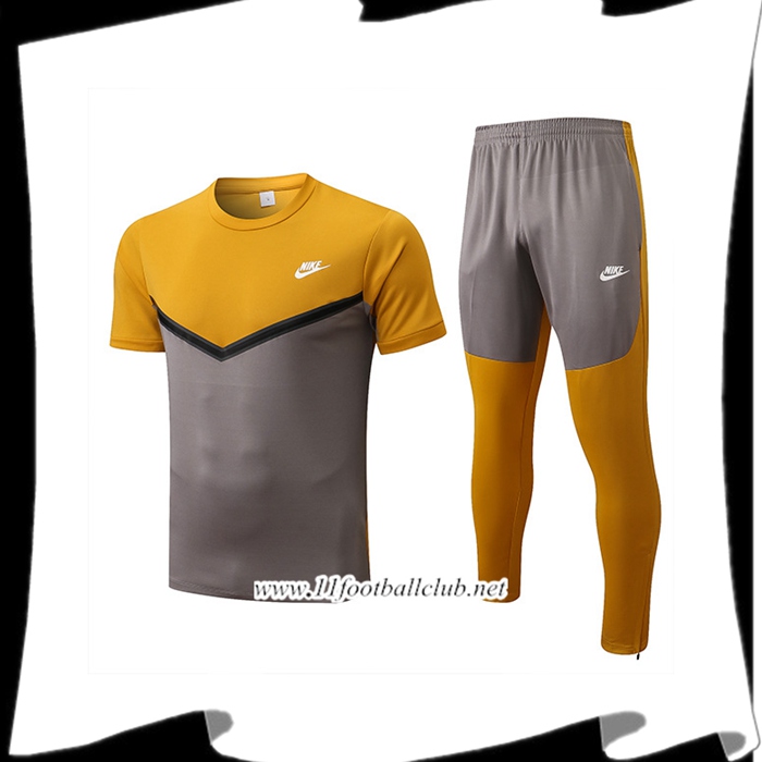 Ensemble Training T-Shirts + Pantalon Nike Gris/Jaune 2022/2023