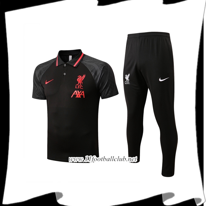 Ensemble Polo Foot FC Liverpool Noir/Gris 2022/2023