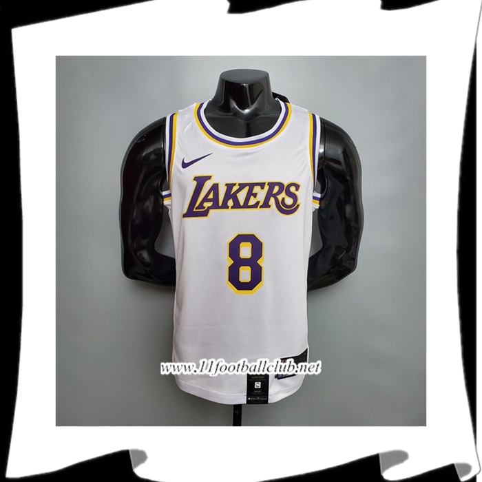 Maillot Los Angeles Lakers (Bryant #8) Blanc Encolure Ronde