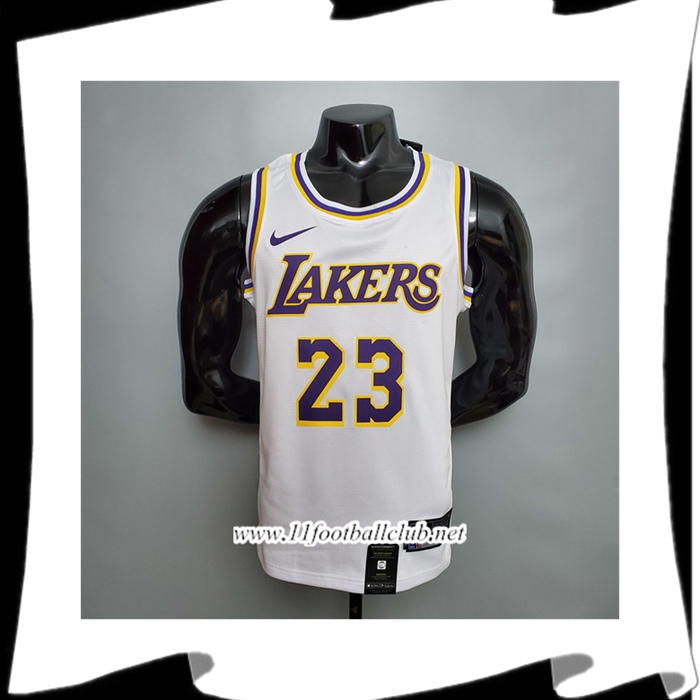 Maillot Los Angeles Lakers (James #23) Blanc Encolure Ronde