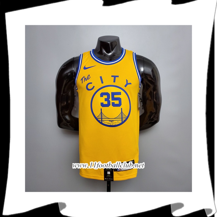 Maillot Golden State Warriors (Durant #35) Jaune Tram Version