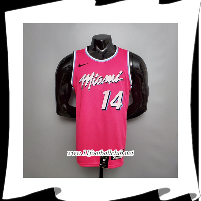 Maillot Miami Heat (Herro #14) Rose Encolure Ronde